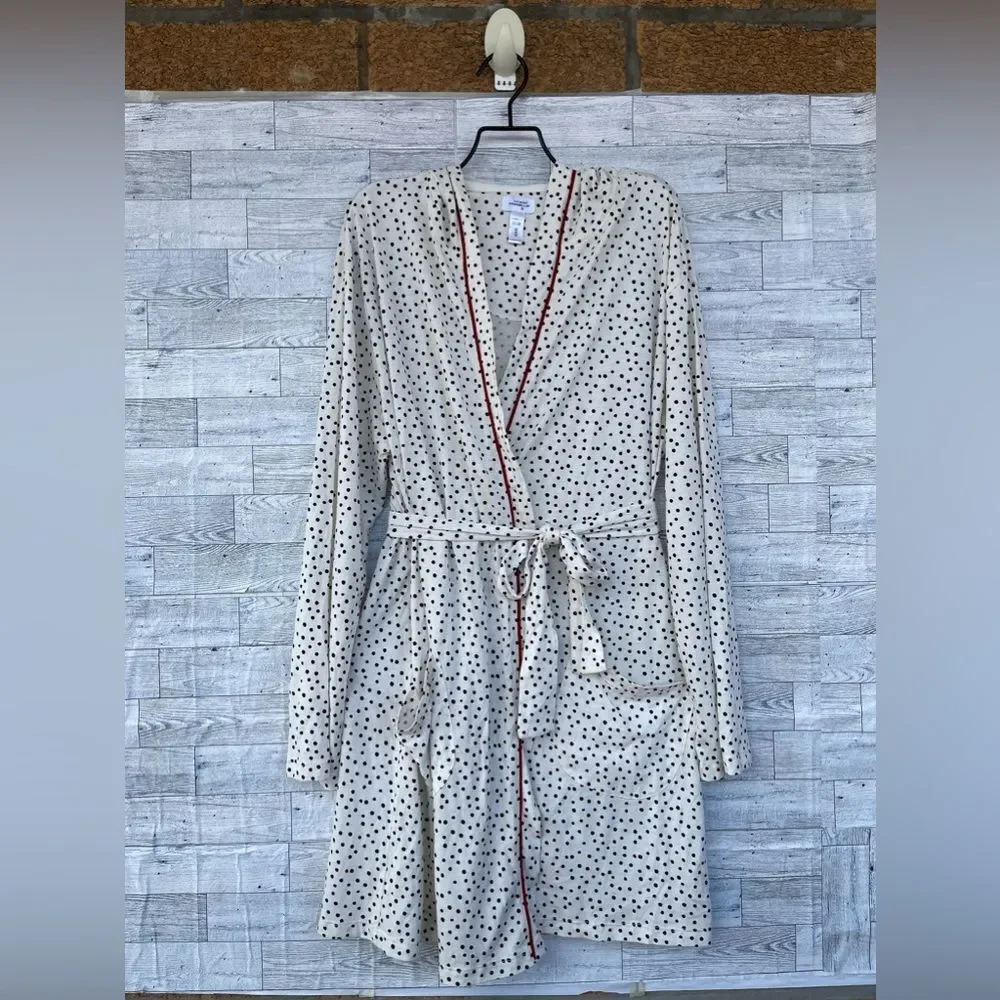 Cosabella Pima polkadot hooded robe size medium